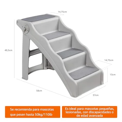 Amazon Basics Escalones plegables para perros y gatos, Gris, 60.7 x 40.9 x 50.2 cm foto 4