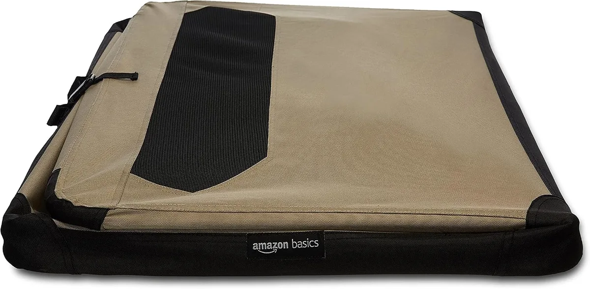 Amazon Basics Transportín Portátil Plegable de 2 Puertas para Perros y Gatos, Tan, L 91 x 61 x 61 cm foto 3