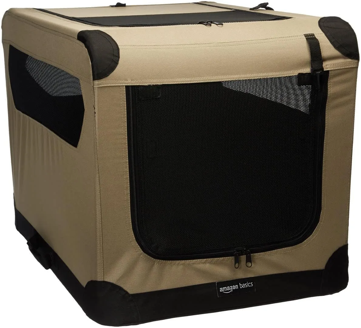 Amazon Basics Transportín Portátil Plegable de 2 Puertas para Perros y Gatos, Tan, L 91 x 61 x 61 cm foto 5