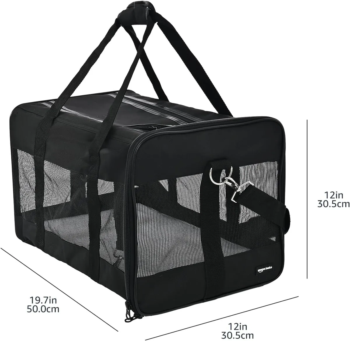 Amazon Basics Transportín para Perro con Laterales Flexibles, Grande, Negro, 50 x 30,4 x 30,4 cm foto 2