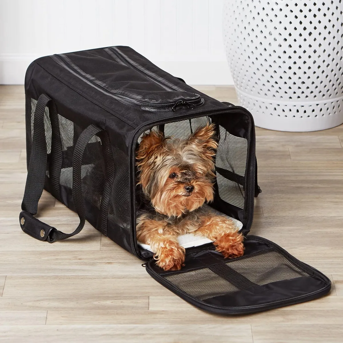 Amazon Basics Transportín para Perro con Laterales Flexibles, Grande, Negro, 50 x 30,4 x 30,4 cm foto 4