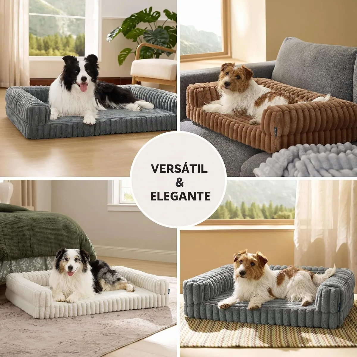 Bedsure Cama Perro Ortopédica Lavable Grandes Sofá Perro, 89x64cm, Gris | Sofá para Perros de Espuma Viscoelástica, Forro Impermeable, Funda Exterior Lavable a Máquina y Base Antideslizante foto 4