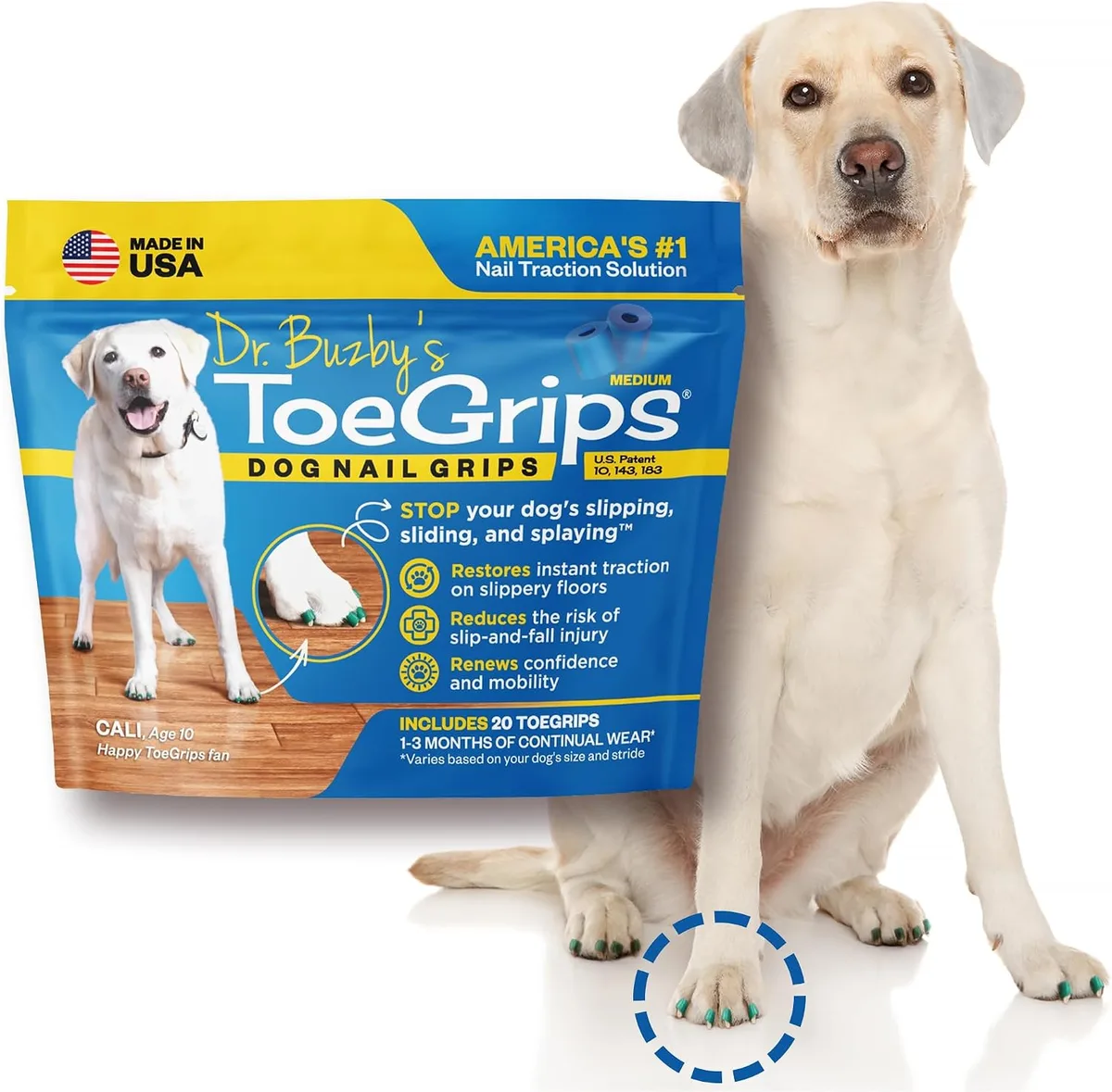 Dr. Buzby's ToeGrips - Agarres para Uñas de Perro, Tracción Instantánea en Suelos de Madera/Madera Dura, Alivio Antideslizante para Perros Mayores, Talla M foto 7