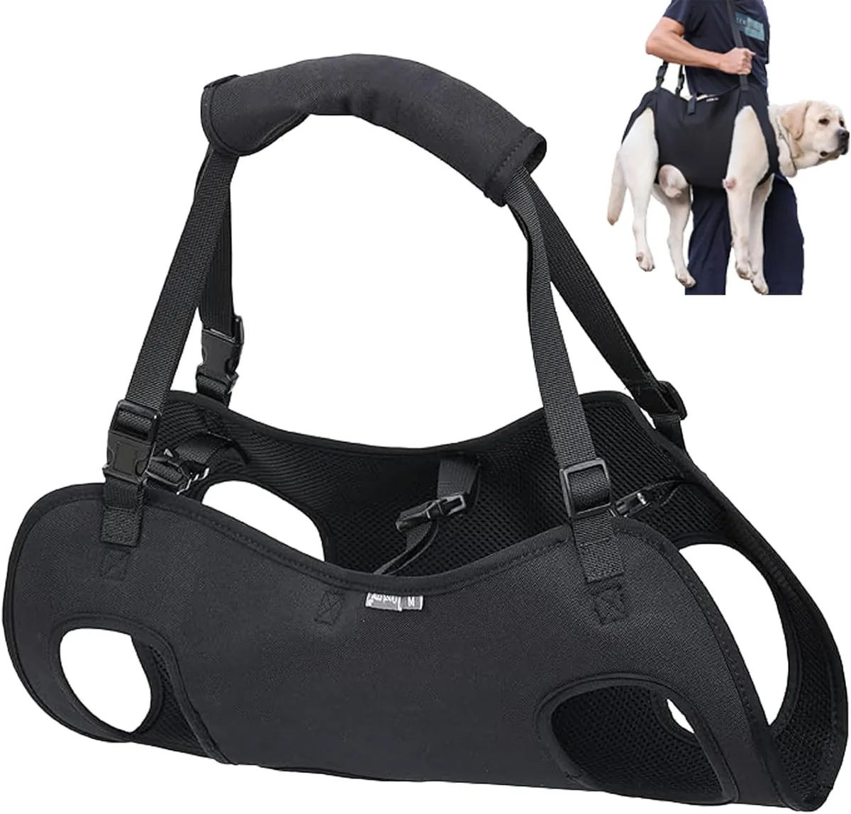 Duuclume Arnés de Elevación para Perros, Mochila de Emergencia Portador de Cabestrillo para Soporte de Patas de Mascotas y Rehabilitación, Correas de Elevación Ajustables