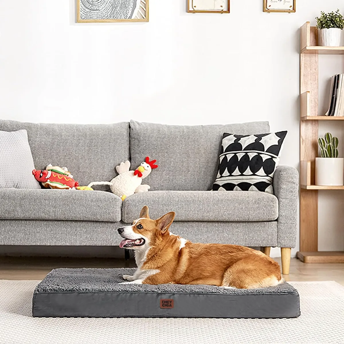 EHEYCIGA Cama Perros Grande Ortopédica, 89x58x9cm, Gris | Colchon Perro con Espuma De Caja De Huevos, Colchoneta Perro Lavable para Jaula, Dog Bed foto 6