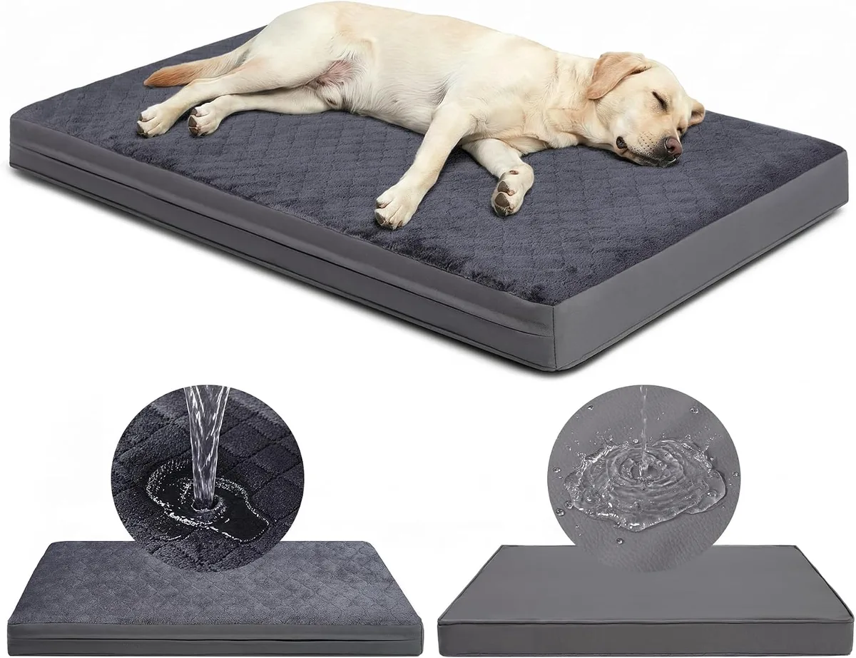 Favodormir Cama Perro Grande XL-119x73x9Cm, Colchón Impermeable para Perros | Una Cara de Piel Sintética, Cama Bifaz Ortopédica para Perros, Forro Impermeable, Extraíble y Lavable, Gris