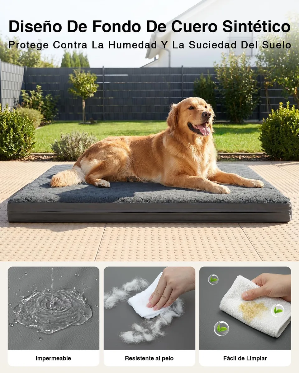 Favodormir Cama Perro Grande XL-119x73x9Cm, Colchón Impermeable para Perros | Una Cara de Piel Sintética, Cama Bifaz Ortopédica para Perros, Forro Impermeable, Extraíble y Lavable, Gris foto 3
