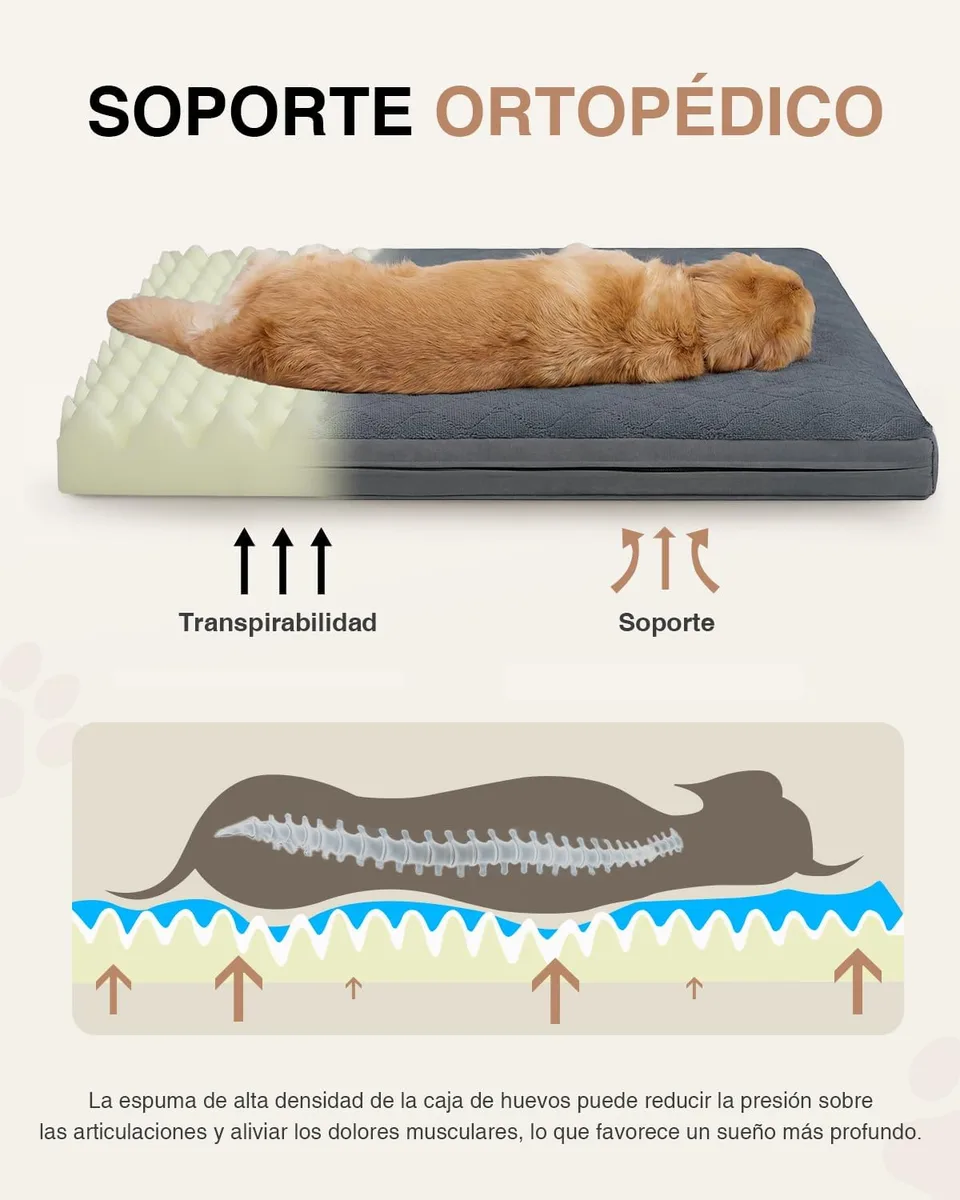 Favodormir Cama Perro Grande XL-119x73x9Cm, Colchón Impermeable para Perros | Una Cara de Piel Sintética, Cama Bifaz Ortopédica para Perros, Forro Impermeable, Extraíble y Lavable, Gris foto 5