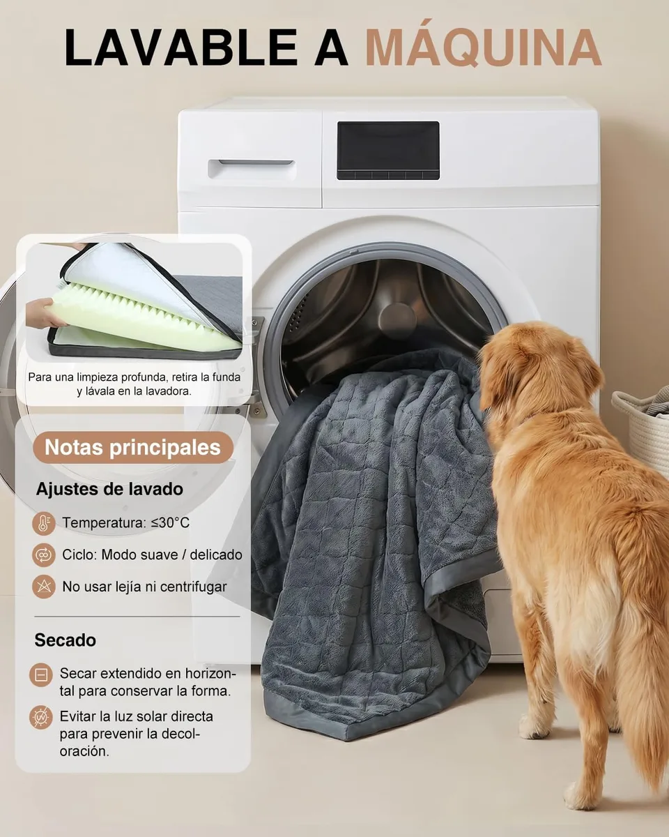 Favodormir Cama Perro Grande XL-119x73x9Cm, Colchón Impermeable para Perros | Una Cara de Piel Sintética, Cama Bifaz Ortopédica para Perros, Forro Impermeable, Extraíble y Lavable, Gris foto 6