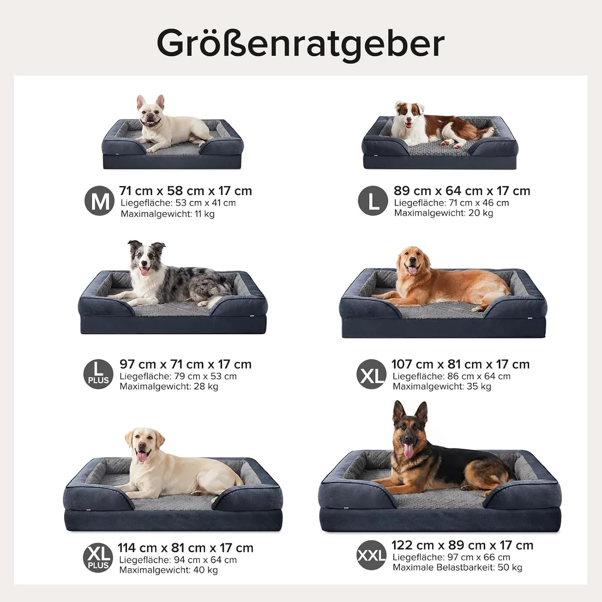 JOEJOY Cama Ortopédica para Perros Grandes XL, Sofá de Espuma Viscoelástica en Forma de Huevo 89x64x17 cm, Funda Extraíble y Lavable, Base Antideslizante con Forro Impermeable, Gris Oscuro foto 5