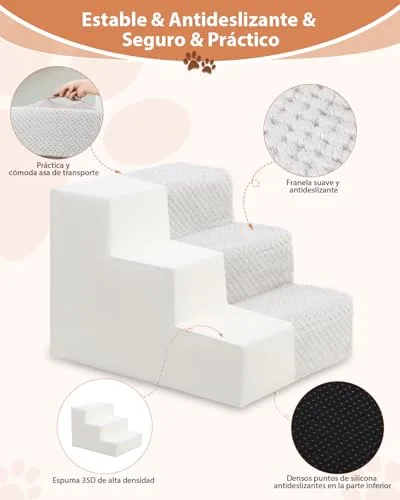 KSIIA Escalera para Perros pequeños, 4 Etapas, rampa para Cama y sofá, Gris, altura de 44 cm, Funda Desmontable y Lavable, Escalera Antideslizante para Gatos y Perros foto 3