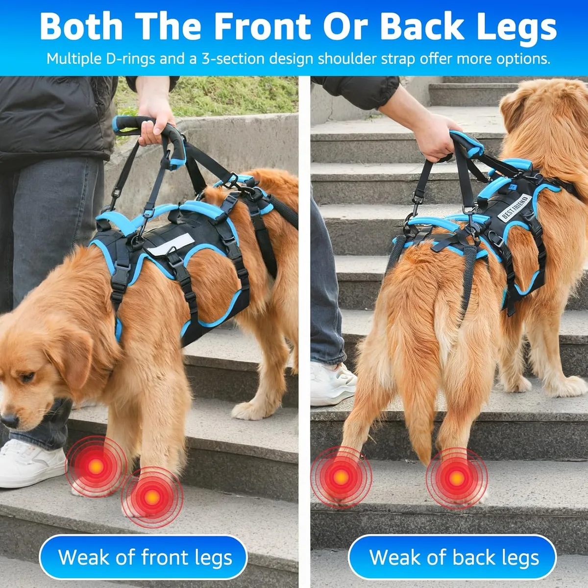 Lafoty Arnés de Levantamiento para Perros Machos Grandes – Arnés 2 en 1 de Ayuda para Levantar, Apoyo para Las Patas Traseras y Asistencia en Movilidad para Perros Mayores (Negro, Grande) foto 1