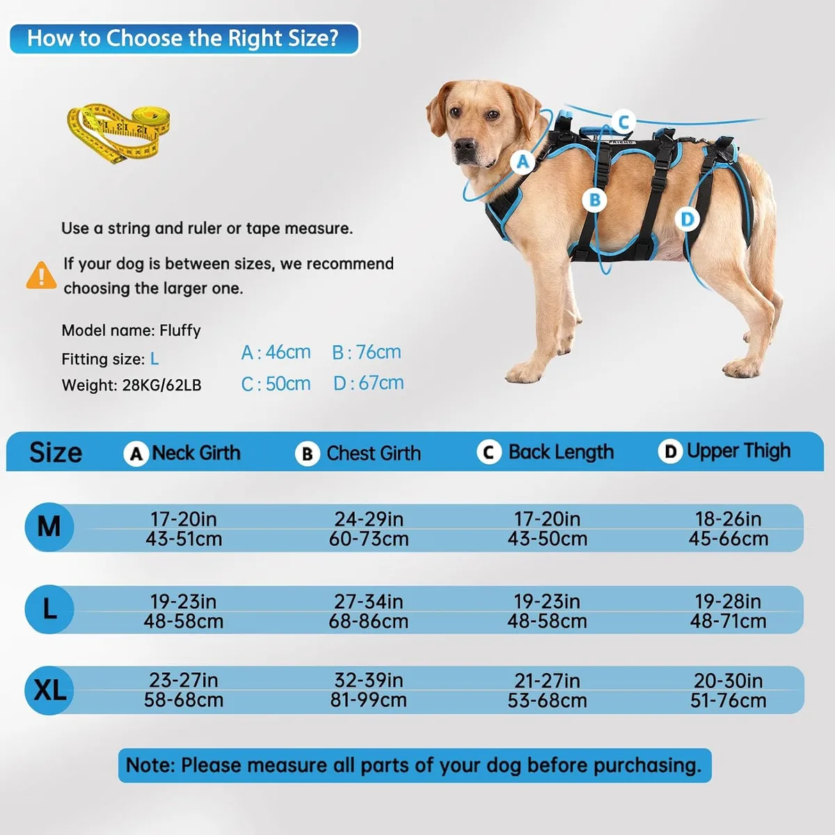Lafoty Arnés de Levantamiento para Perros Machos Grandes – Arnés 2 en 1 de Ayuda para Levantar, Apoyo para Las Patas Traseras y Asistencia en Movilidad para Perros Mayores (Negro, Grande) foto 5