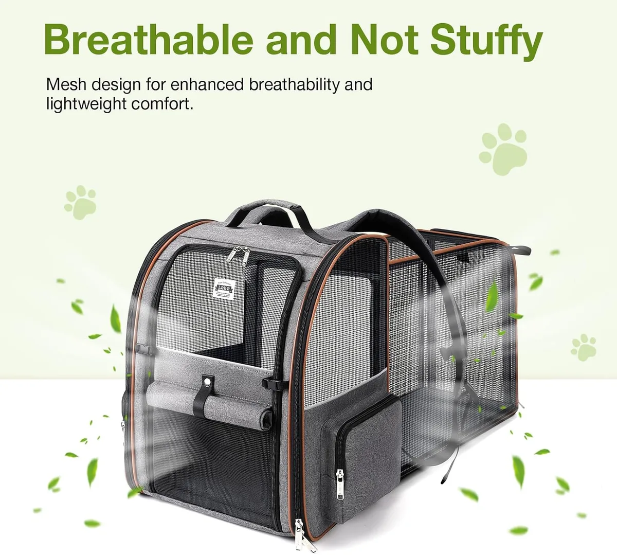 Lekespring Transportín-Mochila para Gatos y Perros Pequeños, Extensible con 4 Entradas, Transpirable, Carga Máxima 12 kg foto 5