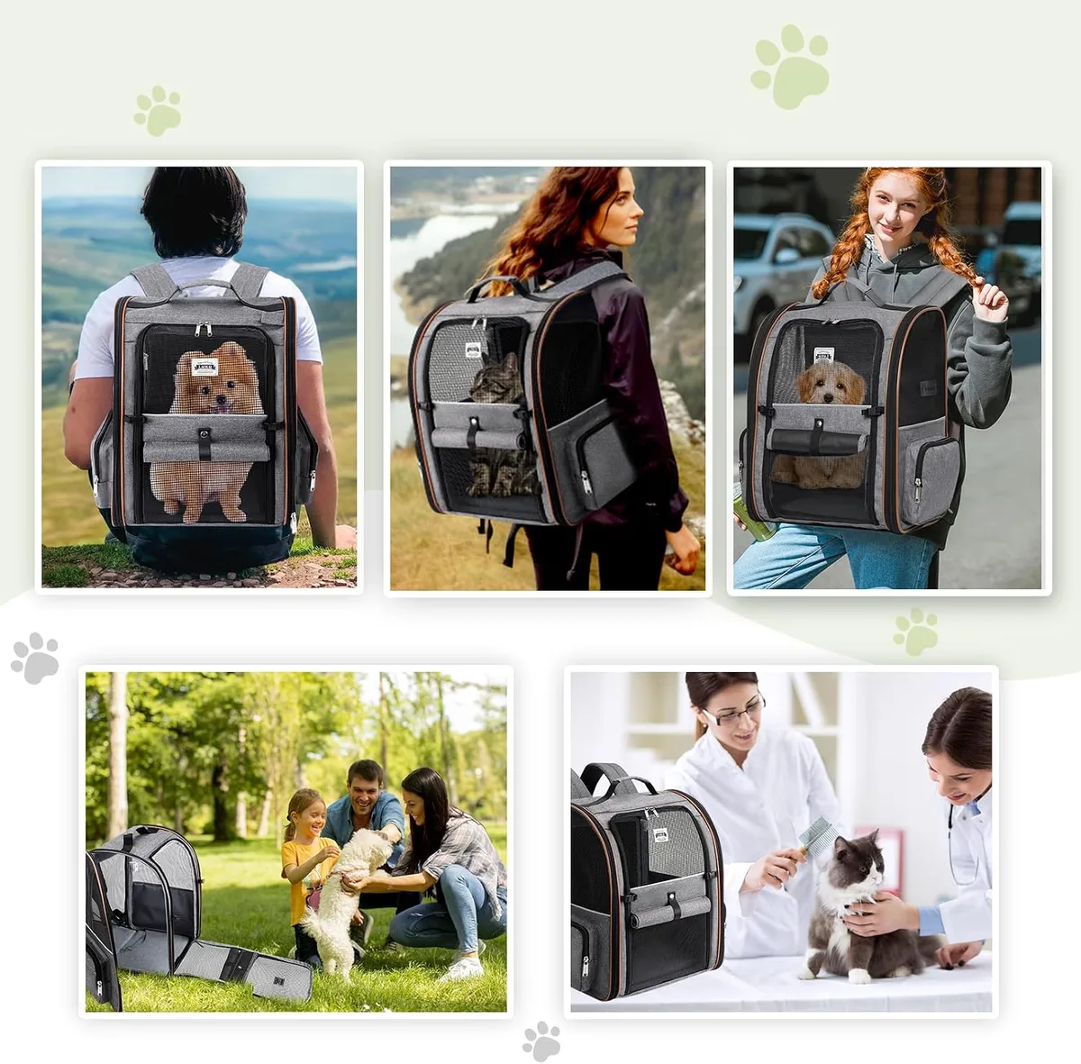Lekespring Transportín-Mochila para Gatos y Perros Pequeños, Extensible con 4 Entradas, Transpirable, Carga Máxima 12 kg foto 7