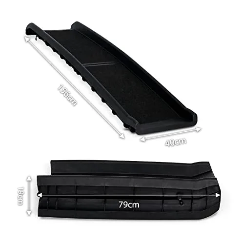 lionto Rampa Plegable para Perros y Coche, hasta 90 kg, 156 x 40 cm, Negro, Superficie antideslizante, estructura estable y diseño plegable para facilitar el acceso al coche foto 6
