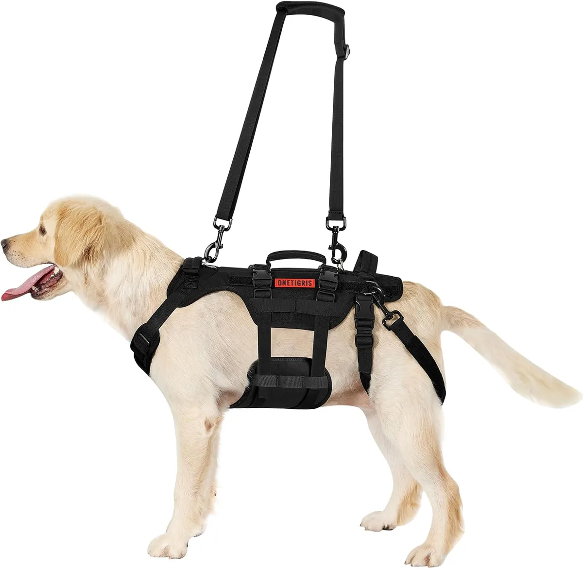 OneTigris Arnés de Apoyo Invictus para Perros Medianos y Grandes - Arnés de Elevación y Seguridad Con 3 Asas, Correas Ajustables Desmontables y Correas Traseras