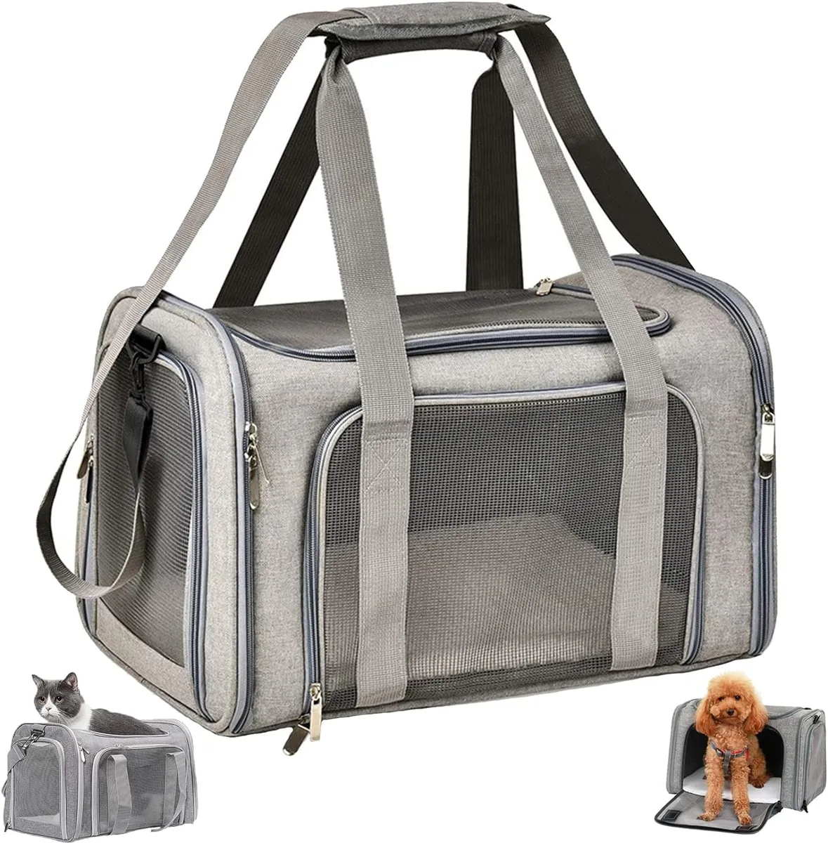 TOFFCAEA Transportín para Perros Bolsa, Transpirable, Correa de Hombro Ajustable y Colchón Suave, Soporta 8 kg
