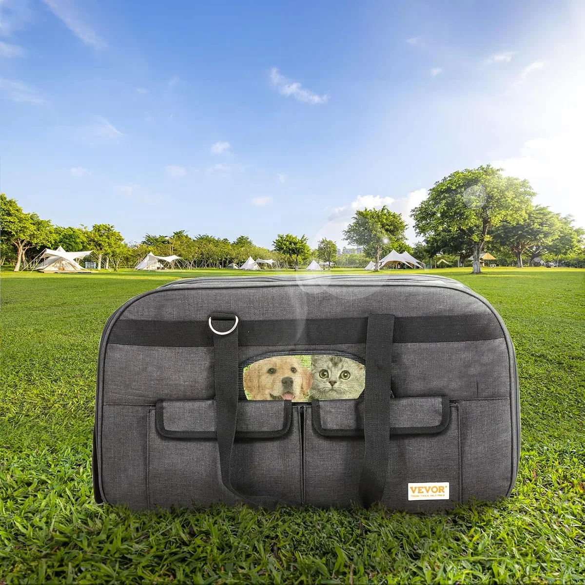 VEVOR Transportín para Mascotas con Ruedas, Carga de 15,8 kg, Maleta para Gatos 65 x 36 x 36 cm, con Asa Telescópica y Correa para Hombro foto 1